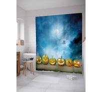 Штора (занавеска) для ванной JoyArty "Тыквенные Джеки" из сатена, 180х200 см с крючками, sc_36717