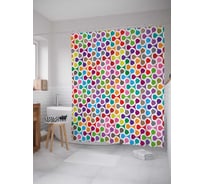 Штора (занавеска) для ванной JoyArty "Цветные спиннеры" из сатена, 180х200 см с крючками, sc_36648