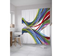 Штора (занавеска) для ванной JoyArty "Ленточные волны" из сатена, 180х200 см с крючками, sc_33083