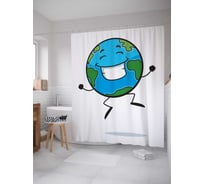 Штора (занавеска) для ванной JoyArty "Веселая планета" из сатена, 180х200 см с крючками, sc_4955
