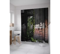 Штора (занавеска) для ванной JoyArty "Заброшенное здание" из сатена, 180х200 см с крючками, sc_36265