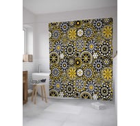 Штора (занавеска) для ванной JoyArty "Узорные снежинки" из сатена, 180х200 см с крючками, sc_36139