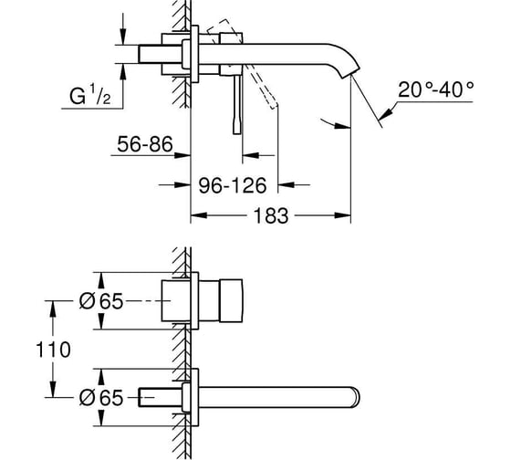 Внешняя часть смесителя для раковины GROHE Essence скрытого монтажа, на 2 отверстия, M-Size, холодный рассвет матовый 29192GN1
