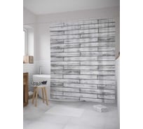 Штора (занавеска) для ванной JoyArty "Дощатый пол" из сатена, 180х200 см с крючками, sc_35251