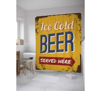 Штора (занавеска) для ванной JoyArty "Холодное пиво подают здесь" из сатена, 180х200 см с крючками, sc_36374