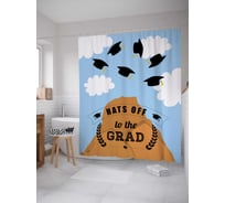 Штора (занавеска) для ванной JoyArty "Окончание учебы" из сатена, 180х200 см с крючками, sc_36233