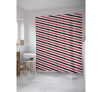 Штора (занавеска) для ванной JoyArty "Косые точечные линии" из сатена, 180х200 см с крючками, sc_33478