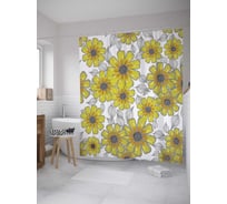 Штора (занавеска) для ванной JoyArty "Лепестковые цветы" из сатена, 180х200 см с крючками, sc_33039