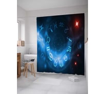 Штора (занавеска) для ванной JoyArty "Млечный путь зодиаков" из сатена, 180х200 см с крючками, sc_33724