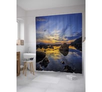 Штора (занавеска) для ванной JoyArty "Отражение заката" из сатена, 180х200 см с крючками, sc_32918