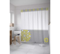 Штора (занавеска) для ванной JoyArty "Цветок из ромбов" из сатена, 180х200 см с крючками, sc_34702