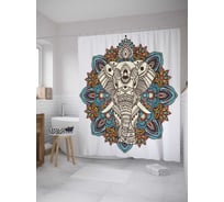 Штора (занавеска) для ванной JoyArty "Слон и мандала" из сатена, 180х200 см с крючками, sc_35376