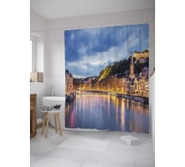 Штора (занавеска) для ванной JoyArty "Лион Франция" из сатена, 180х200 см с крючками, sc_32977