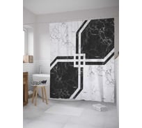 Штора (занавеска) для ванной JoyArty "Мраморная плитка" из сатена, 180х200 см с крючками, sc_33988