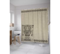 Штора (занавеска) для ванной JoyArty "Этнический ацтек" из сатена, 180х200 см с крючками, sc_32827