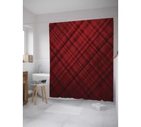 Штора (занавеска) для ванной JoyArty "Черная клетка" из сатена, 180х200 см с крючками, sc_33474