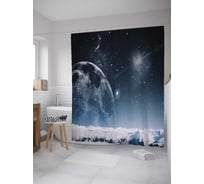 Штора (занавеска) для ванной JoyArty "Луна на горизонте" из сатена, 180х200 см с крючками, sc_32860