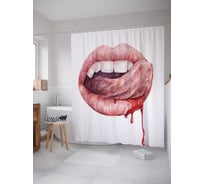 Штора (занавеска) для ванной JoyArty "Губы в крови" из сатена, 180х200 см с крючками, sc_35691