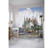 Штора (занавеска) для ванной JoyArty "Мультяшный город Лас Вегас" из сатена, 180х200 см с крючками, sc_32981