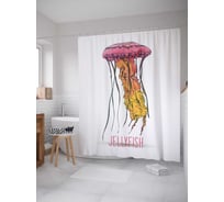 Штора (занавеска) для ванной JoyArty "Океанская медуза" из сатена, 180х200 см с крючками, sc_3498