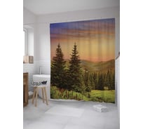 Штора (занавеска) для ванной JoyArty "Старые ели" из сатена, 180х200 см с крючками, sc_32879