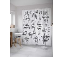 Штора (занавеска) для ванной JoyArty "Цитаты о семье" из сатена, 180х200 см с крючками, sc_34571