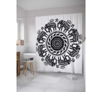 Штора (занавеска) для ванной JoyArty "Священный диск" из сатена, 180х200 см с крючками, sc_35378