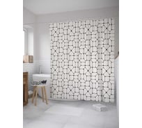 Штора (занавеска) для ванной JoyArty "Геометрические схемы" из сатена, 180х200 см с крючками, sc_34033