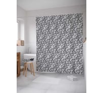 Штора (занавеска) для ванной JoyArty "Абстрактные волны" из сатена, 180х200 см с крючками, sc_33103