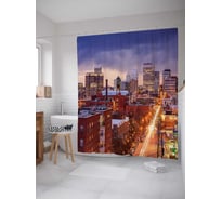 Штора (занавеска) для ванной JoyArty "Огни Нью-Йорка" из сатена, 180х200 см с крючками, sc_36817