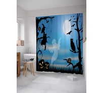 Штора (занавеска) для ванной JoyArty "Встреча Хэллоуина" из сатена, 180х200 см с крючками, sc_36707