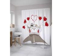 Штора (занавеска) для ванной JoyArty "Машина молодоженов" из сатена, 180х200 см с крючками, sc_35151