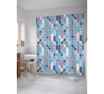 Штора (занавеска) для ванной JoyArty "Перетекание капель" из сатена, 180х200 см с крючками, sc_36647