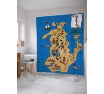 Штора (занавеска) для ванной JoyArty "Маршрут к цели" из сатена, 180х200 см с крючками, sc_361994