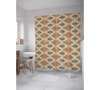 Штора (занавеска) для ванной JoyArty "Этнические ромбы" из сатена, 180х200 см с крючками, sc_34768