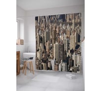 Штора (занавеска) для ванной JoyArty "Высотки мегаполиса" из сатена, 180х200 см с крючками, sc_36823