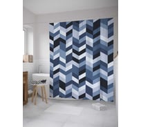 Штора (занавеска) для ванной JoyArty "Геометрические галочки" из сатена, 180х200 см с крючками, sc_33424