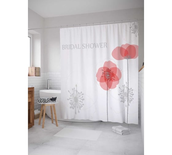 Штора (занавеска) для ванной JoyArty "Душевный девичник" из сатена, 180х200 см с крючками, sc_34510 1