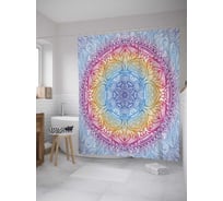 Штора (занавеска) для ванной JoyArty "Радужная мандала" из сатена, 180х200 см с крючками, sc_33890