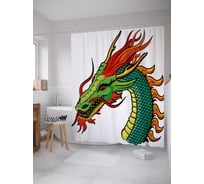 Штора (занавеска) для ванной JoyArty "Морда дракона" из сатена, 180х200 см с крючками, sc_36685
