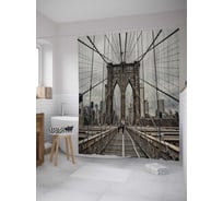 Штора (занавеска) для ванной JoyArty "По мосту" из сатена, 180х200 см с крючками, sc_36541