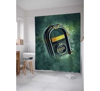 Штора (занавеска) для ванной JoyArty "Проигрыватель прошлого века" из сатена, 180х200 см с крючками, sc_34582