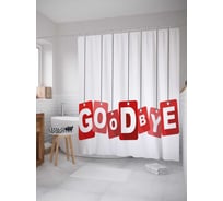 Штора (занавеска) для ванной JoyArty "Досвидание" из сатена, 180х200 см с крючками, sc_34657