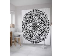 Штора (занавеска) для ванной JoyArty "Деко Мандала" из сатена, 180х200 см с крючками, sc_32929