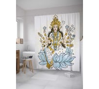 Штора (занавеска) для ванной JoyArty "Милостивая шива" из сатена, 180х200 см с крючками, sc_33912