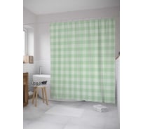 Штора (занавеска) для ванной JoyArty "Светлая клетка" из сатена, 180х200 см с крючками, sc_33408
