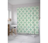 Штора (занавеска) для ванной JoyArty "Мятные геометрические ромбики" из сатена, 180х200 см с крючками, sc_33395