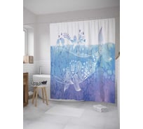 Штора (занавеска) для ванной JoyArty "Ажурный кит" из сатена, 180х200 см с крючками, sc_33572