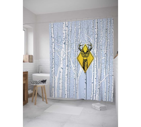 Штора (занавеска) для ванной JoyArty "Знак Олени" из сатена, 180х200 см с крючками, sc_35765 1