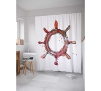 Штора (занавеска) для ванной JoyArty "Небрежный штурвал" из сатена, 180х200 см с крючками, sc_3517